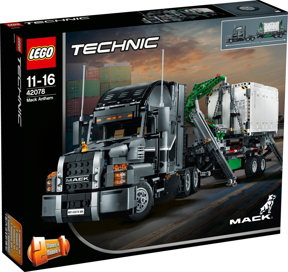lego Technic Mack Anthem - 42078 Ontdek het innovatieve ontwerp van de Mack Anthem vrachtwagen met aanhanger