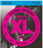 D'Addario EXL170S XL Nickel Elektrische Basgitaarsnaren 45-100, Korte Mensuur