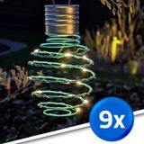 RexTech Fiësta Solar tuinverlichting hanglamp - Blauw - Voordeelset van 9 stuks