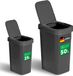 Novaliv Set de poubelles 25L + 50L, poubelle avec couvercle 2-en-1, couvercle à charnière et couvercle à bascule, poubelle anti-odeur pour cuisine ménage bureau, seau à déchets plastique bac à déchets