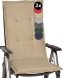 Beautissu Loft HL Set 2 x Tuinkussens Hoge Rug- 120 x 50 cm - Natuur Kussen - Zitkussen UV- Lichtecht Tuinstoelkussen