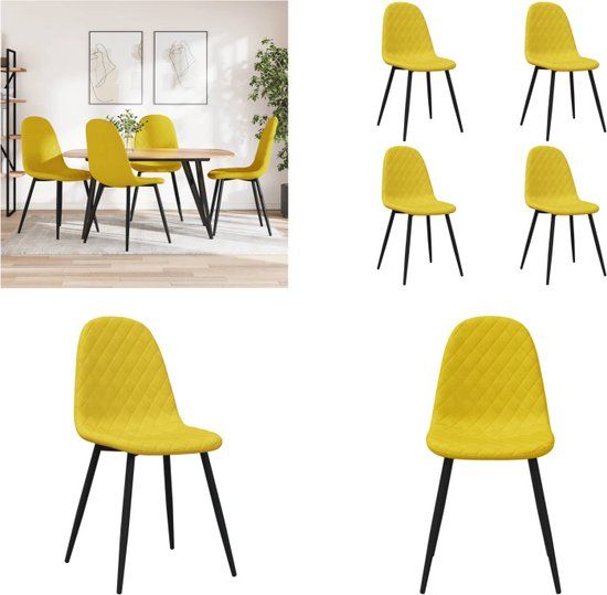 vidaXL Eetkamerstoelen 4 st fluweel mosterdgeel