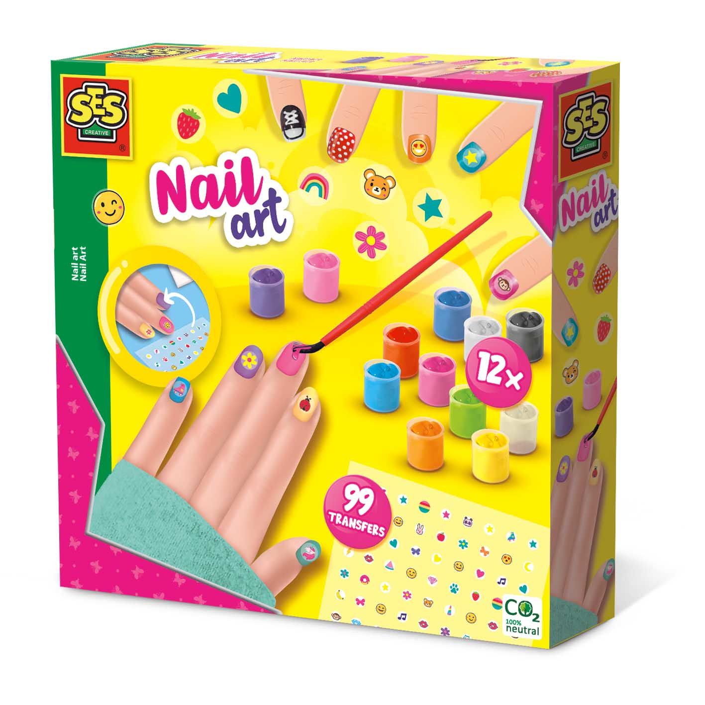 SES Creative Nail Art Set for Kids - Includes Nail Polish, Stickers, Brush & Sponge - Ages 6-12