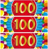 Bellatio Decorations 100 jaar leeftijd sticker - 10x - 19 x 6 cm - 100 jaar verjaardag - jubileum - versiering