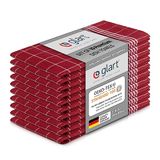 Glart Set van 10 theedoeken, 50 x 70 cm, 100% katoen, Oeko-Tex Standard 100, rood, voorgewassen