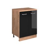 Vicco Keukenkast voor schuine wand R-Line, Zwart hoogglans, 60 cm