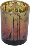 cosydecor Bougeoir en verre "Forest" H12,5cm rouge