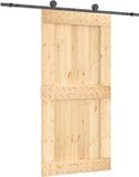 vidaXL Schuifdeur 100 x 210 cm Massief Pine Hout (Onbehandeld)