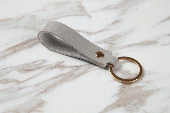 Leren Sleutelhanger - Grijs - Unisex