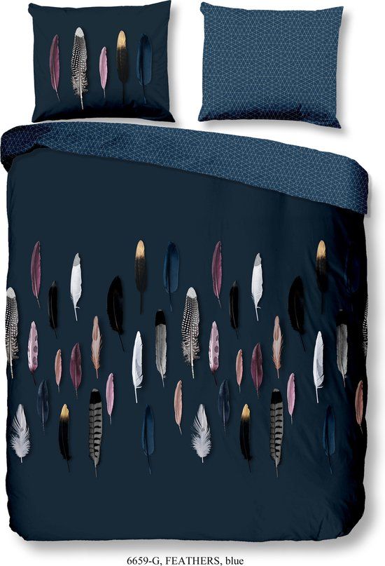 Good Morning Dekbedovertrek Veren - Blauw - 140x200/220 cm - Katoen