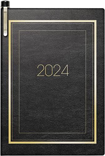 BRUNNEN Weekkalender 2024 - 7,2 x 10,2 cm - Zwart