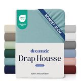 Dreamzie Hoeslaken 180x200 Kap 35 cm voor dik matras - 100% microvezel - Aqua, gecertificeerd zonder chemische producten (Oeko TEX), hoeslaken met volledig elastiek
