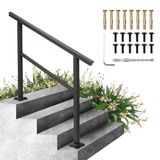 VEVOR Zwart gepoedercoat aluminium leuning voor buitenstappen, 3-4 stappen, 48 x 35 inch, 165 lbs gewichtscapaciteit