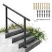 VEVOR Zwart gepoedercoat aluminium leuning voor buitenstappen, 3-4 stappen, 48 x 35 inch, 165 lbs gewichtscapaciteit