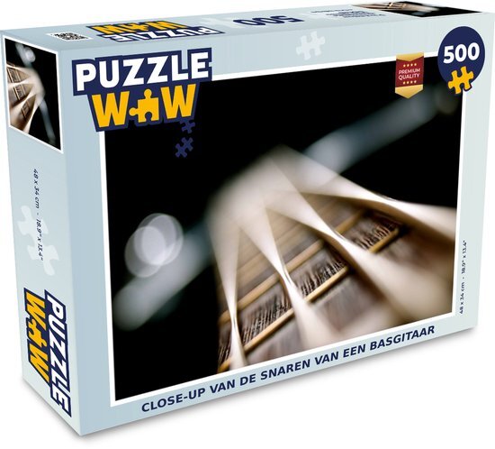 MuchoWow Puzzel Close-up van de snaren van een basgitaar - Legpuzzel - Puzzel 500 stukjes