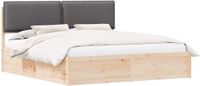 vidaXL Bedframe met Gevoerde Hoofdbord Donkergrijs 200 x 200 cm