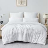 TRANKIELO® - Ensemble de literie 3 pièces - Microfibre, Fermeture éclair, Doux - Housse de couette 200x220 cm, Blanc