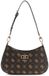 GUESS Emelie Logo Top Zip Shoulder Bag Espresso Logo donkerbruin