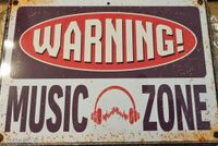 Plenty Gifts Metalen Wandplaat 20 x 15 cm - Warning Music Zone
