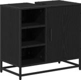 vidaXL Badkamerkast, zwart, eikenlook, 65 x 33 x 60 cm
