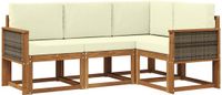 vidaXL - Hoek loungeset - 4 zitplekken - Polyester - Natuurlijk en crème
