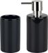 Spirella Badkamer accessoires set - zeeppompje/beker - porselein - zwart