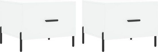 VidaXL Salontafel Wit 50x50x40 cm Bewerkt Hout Set van 2