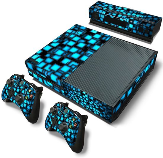 - Xbox One Sticker Xbox One Console Skin Blue Boxes Xbox One Blauwe Vierkantjes Skin Sticker Console Skin + 2 Controller Skins