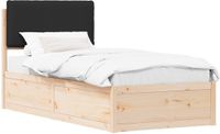 vidaXL Bedframe met Gevoerde Hoofdbord Zwart 90 x 190 cm
