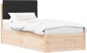 vidaXL Bedframe met Gevoerde Hoofdbord Zwart 90 x 190 cm