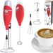 Camry Serie - Handmatige Melkopschuimer - Rood - Soft Touch - Inclusief Standaard