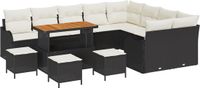 vidaXL Tuinbank Set 13-delig Zwart Polyrattan