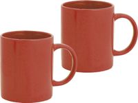 Bellatio Design Tasses à café - 2x - céramique - brillant - avec anse - rouge - 370 ml