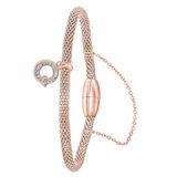 Lucardi Dames Armband mesh roseplated letter Q met kristal - Staal - Armband - Cadeau - 19 cm - Rosékleurig