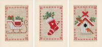 Vervaco Wenskaart Kit Kerstmotiefjes Set van 3