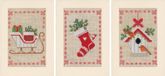 Vervaco Wenskaart Kit Kerstmotiefjes Set van 3