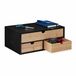 Relaxdays bureau organizer, met 3 lades, bamboe & MDF, bureaubakje kantoor, HBD: ca. 13,5x33x21 cm, natuur/zwart