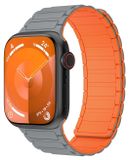 Wigento Apple Watch SE 2023 44mm: hoogwaardige siliconen band met magnetische sluiting, vervangende band in grijs/oranje