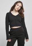 Urban Classics Ladies Cropped Rib Cardigan Cardigan zwart S Katoen