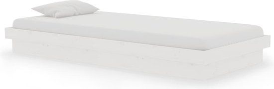 vidaXL Bedframe massief hout wit 90x190 cm