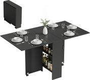 HOMCOM Opklapbare Eettafel - Zwart - 75x140x74cm