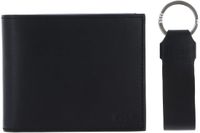 BOSS Leren portemonnee sleutelhanger Gift Set Trifold Wallet / Keyring Black zwart