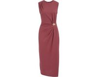 WE Fashion Dames jersey midi jurk met gouden accenten