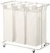 JJA Panier à linge sur roulettes avec 3 compartiments LINEA Beige