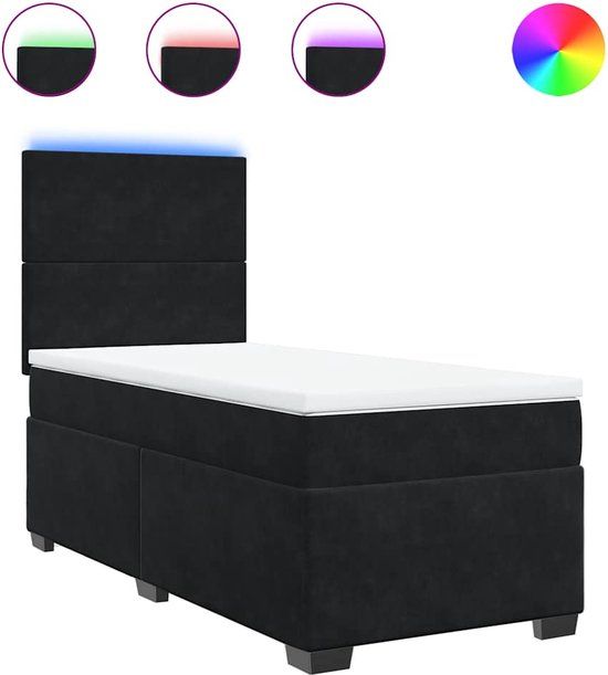 vidaXL Boxspring met matras fluweel zwart 80x200 cm