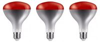 Asalite Infrarood Warmtelamp R125 E27 - 100W - 125mm - Rood Glas - 3 stuks
