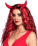 Boland Pruik Duivelhoorns Dames Synthetisch Rood - Rood