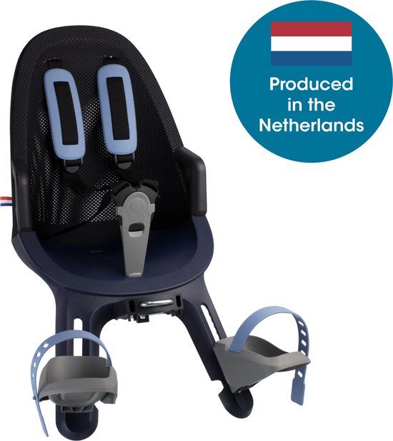 Qibbel Air Fietsstoeltje Voor - Denim Blue - Voorzitje - Stuurpenbevestiging