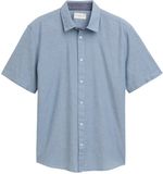 Tom Tailor - Chemise regular fit en coton à manches courtes - Taille S - Chambray bleu sarcelle véritable