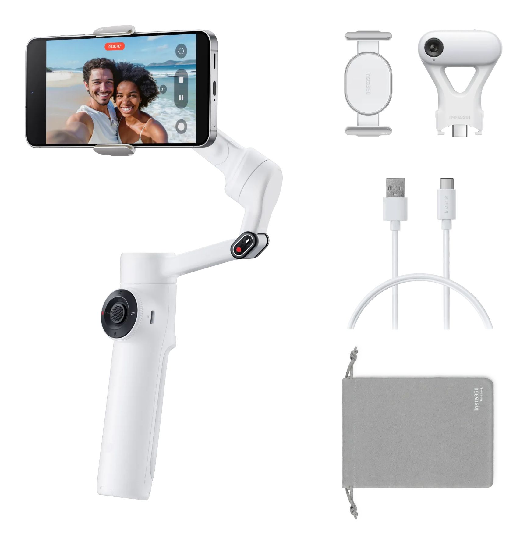 Insta360 Flow 2 AI Tracker Bundle - Summit White